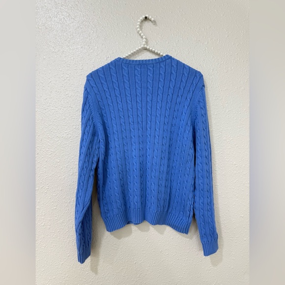 RALPH LAUREN VINTAGE BLUE CABLE KNIT SWEATER EMBROIDERED LOGO Y2K STYLE SIZE L - Picture 5 of 8